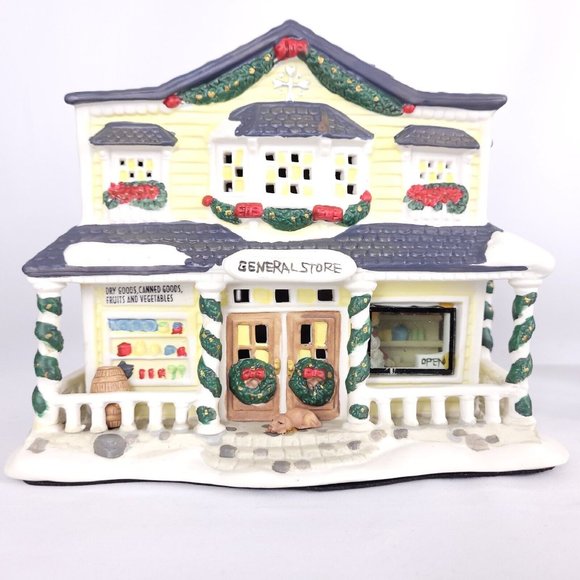 NEW Snowflake Falls Christmas Village - 8 Piece Lighted General Store Set 2002 - Picture 3 of 16
